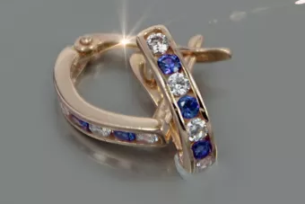 Rosa Russisch 14 Karat Gold Alexandrit Rubin Smaragd Saphir Zirkon Ohrringe cec011r