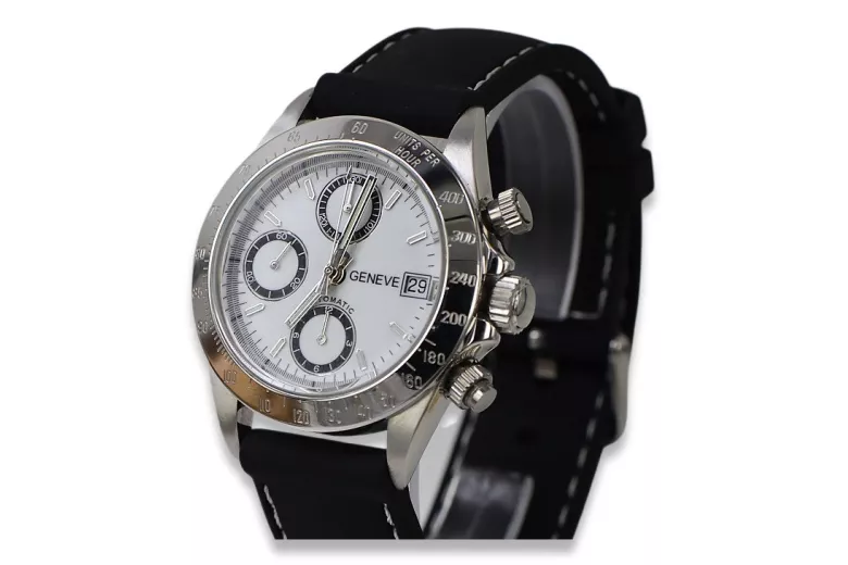 Męski zegarek z białego 14k złota 585 Geneve mw041w