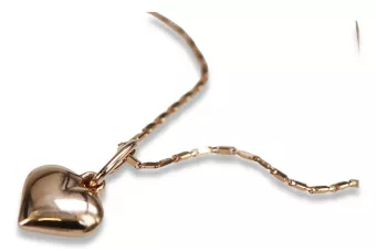 Rosa rusa rosa soviético 14k 585 oro URSS Colgante de corazón vintage vpn024