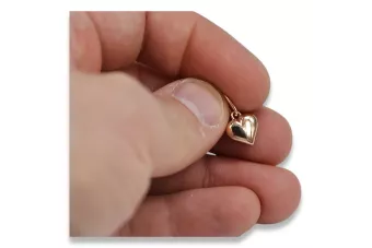 Rosa rusa rosa soviético 14k 585 oro URSS Colgante de corazón vintage vpn024