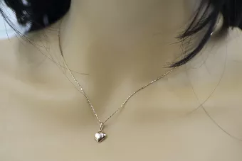 Vintage rose pink 14k 585 gold  Vintage heart pendant vpn024