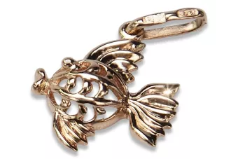 Vintage rose pink 14k 585 gold  Vintage fish pendant vpn021