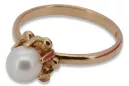 Ruská Rose Soviet Ružová ZSSR Red 585 583 Gold Pearl Ring VRPR011