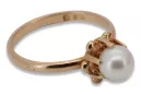Ruská Rose Soviet Ružová ZSSR Red 585 583 Gold Pearl Ring VRPR011