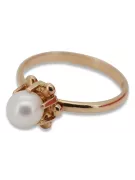 Ruská Rose Soviet Ružová ZSSR Red 585 583 Gold Pearl Ring VRPR011
