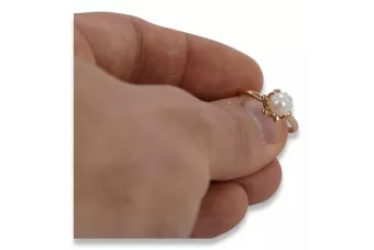 Rusų rožė sovietų rožinė SSRS RED 585 583 GOLD PEARL RING VRPR011