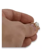 Radziecki 14k 585 złoty Rosyjski pierścionek z różowego złota z perłą vrpr011