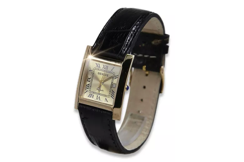 Męski zegarek z czerwonego różowego 14k złota 585 Geneve mw009r