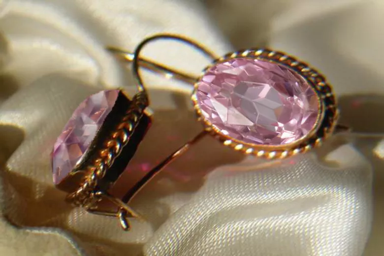 Vintage silver rose gold plated 925 Alexandrite Ruby Emerald Sapphire Aquamarine Zircon ... earrings vec122rp