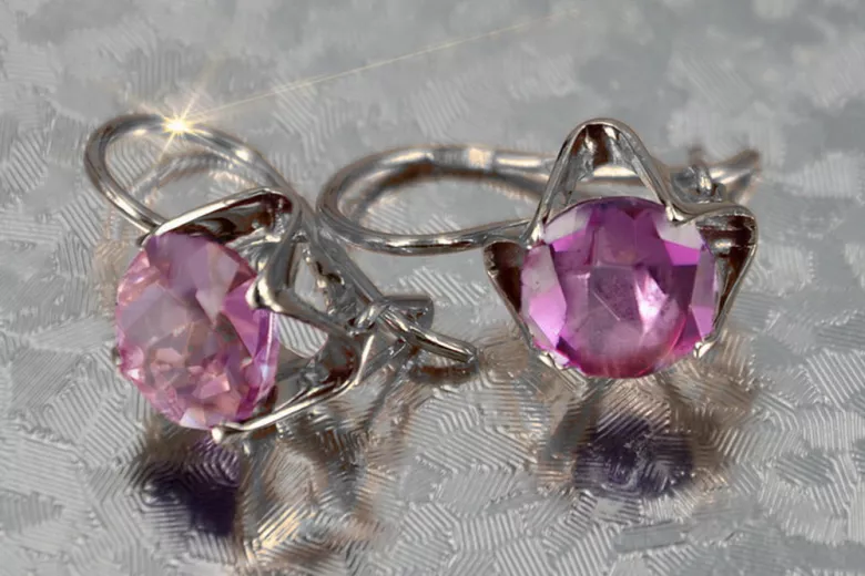 Russisches sowjetisches Silber 925 Alexandrit Rubin Smaragd Saphir Aquamarin Zirkon ... Ohrringe vec142s
