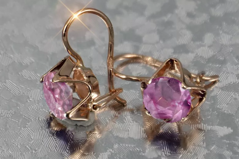 Vintage silver rose gold plated 925 Alexandrite Ruby Emerald Sapphire Aquamarine Zircon ... earrings vec142rp