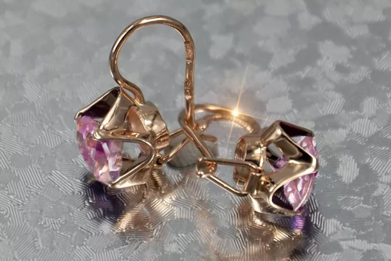 Vintage silver rose gold plated 925 Alexandrite Ruby Emerald Sapphire Aquamarine Zircon ... earrings vec142rp