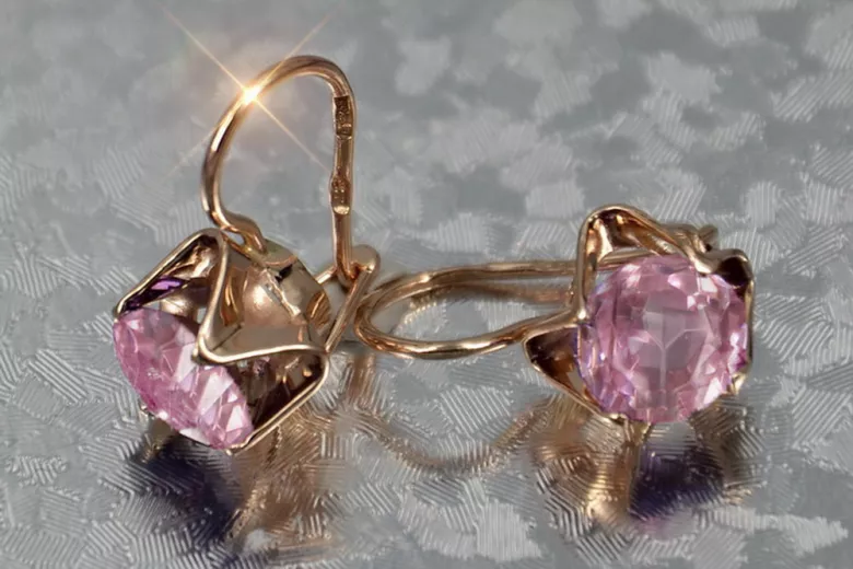 Vintage silver rose gold plated 925 Alexandrite Ruby Emerald Sapphire Aquamarine Zircon ... earrings vec142rp