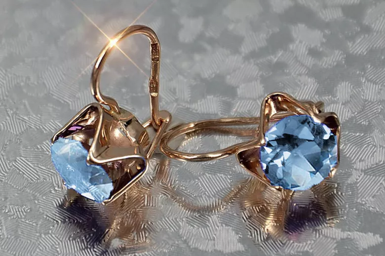 Vintage silver rose gold plated 925 Alexandrite Ruby Emerald Sapphire Aquamarine Zircon ... earrings vec142rp