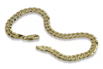 Italienisches 14k Gelbgold Gourmette Diamantschliff Armband cb037y