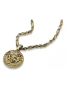 Greek style medallion & Corda Figaro 14k gold chain cpn049y&cc082y