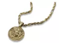 Greek style medallion & Corda Figaro 14k gold chain cpn049y&cc082y