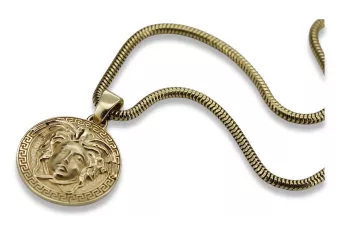 Meduze grecesti 14k pandantiv de aur cu lant cpn049y&cc020y