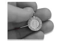 Blanco 14k 585 oro Mary medallion icon colgante pm007w
