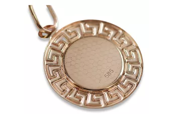 Rose  14k 585 gold Mary medallion icon pendant pm007r