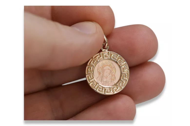 Rose rusă 14k 585 de aur Maria medalion pictograma pandantiv pm007r
