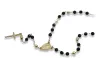 Italian 14k 585 gold rosary chain with black stones rc005y