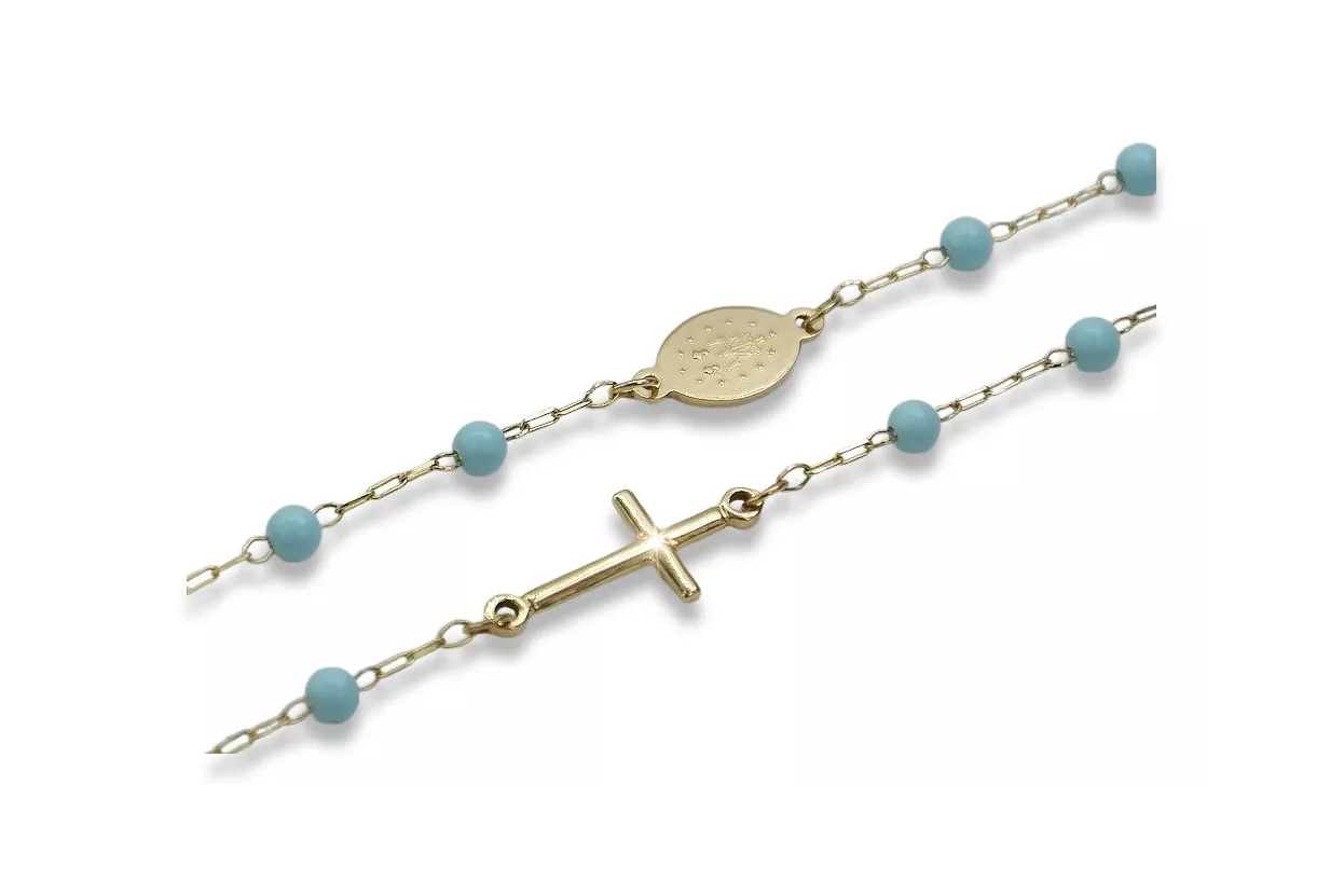 Italian 14k gold rosary turquoise Dolce Gabbana chain rcc007y