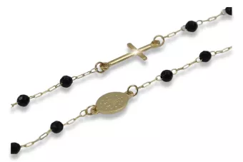 Italienischer Rosenkranz aus 14 Karat Gold mit Onyx-Dolce-Gabbana-Kette rcc006y