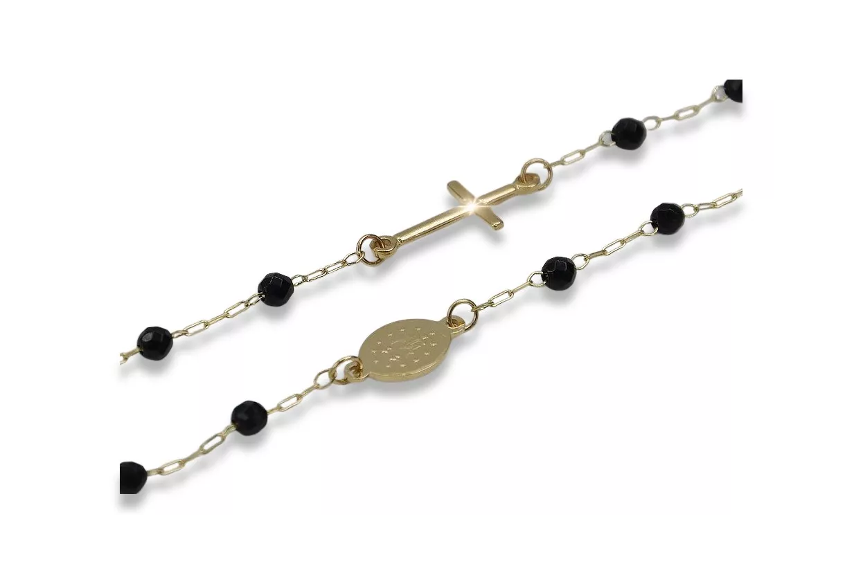 Rosaire italien 14 carats onyx Dolce Gabbana chaîne rcc006y