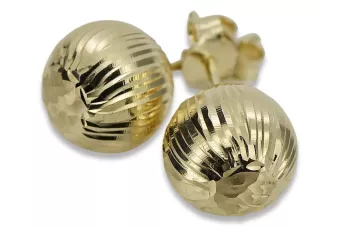 Италиански жълт 14k 585 златен диамант нарязани топка обеци cen023y