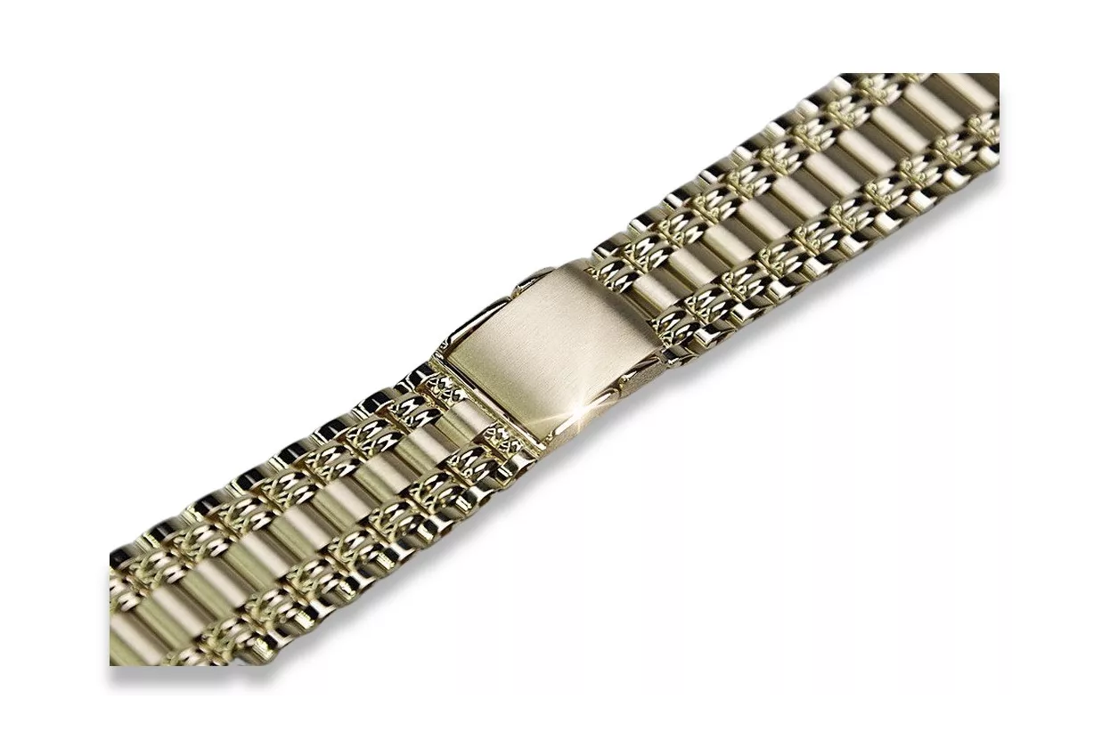 Pulsera de reloj de hombre de oro amarillo italiano de 14k mbw006yo