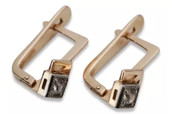 Vintage auskariai iš 14k 585 rožinio aukso vec163 aleksandritas rubinas emeraldas safiras ...