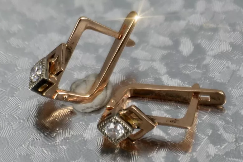 Βίντεζ σκουλαρίκια από 14k 585 ροζ χρυσό vec163 αλεξανδρίτη ρουμπίνι σμαράγδι σαφείρι ...