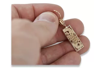 Russische Rose Rosa Sowjet 14k 585 Gold UdSSR Vintage Hängende Ohrringe ven171