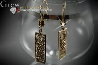 Rosa rusa rosa soviético 14k 585 oro URSS Vintage Pendientes colgantes ven171