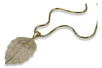 Leaf pendant 14k gold  with chain cpn050ywM&cc020y
