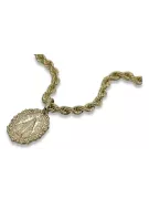 Oro 14k 585 Madre de Dios virgen María medallón colgante y cadena Corda pm005y&cc019y