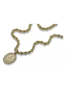 Золото 14k 585 Медальон Богоматери Девы Марии кулон и цепочка Corda pm005y&cc019y