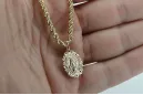 Золото 14к 585 Мати Божа Діва Марія медальйон підвіска & ланцюжок Корда pm005y&cc019y