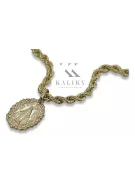 Gold 14 Karat 585 Muttergottes Jungfrau Maria Medaillon Anhänger & Kette Corda pm005y&cc019y