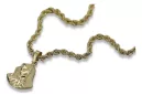 Mère de Dieu vierge Mary 14k or pendentif & Corda chain pm004y14έcc019y