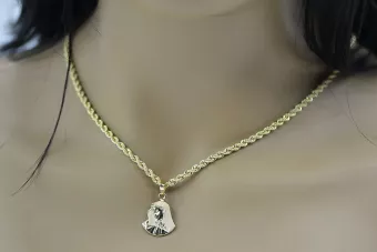 Mother of God virgin Mary 14k gold pendant & Corda chain pm004y14&cc019y