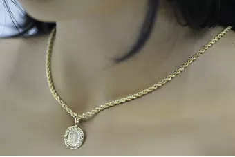 Χρυσό μετάλλιο του Θεού 14k 585 με αλυσίδα Corda pm007y&cc019y