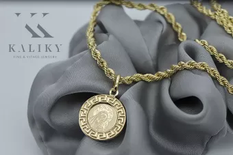Χρυσό μετάλλιο του Θεού 14k 585 με αλυσίδα Corda pm007y&cc019y