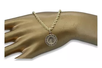 Χρυσό μετάλλιο του Θεού 14k 585 με αλυσίδα Corda pm007y&cc019y