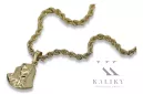 Mère de Dieu vierge Mary 14k or pendentif & Corda chain pm004y14έcc019y