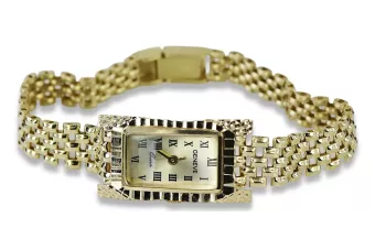 Amarillo 14k 585 oro dama reloj Geneve lw062y
