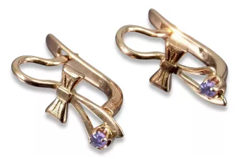 Vintage auskariai iš 14k 585 rožinio aukso vec102 aleksandritas rubinas emeraldas safiras ...