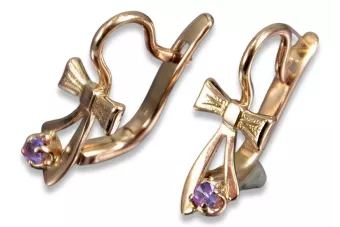 Vintage auskariai iš 14k 585 rožinio aukso vec102 aleksandritas rubinas emeraldas safiras ...