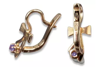 Rusă sovietică a crescut roz 14k 585 cercei de aur vec102 alexandrit rubin smarald safir ...